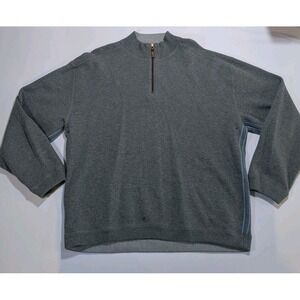 Tommy Bahama Sweater‎ Mens Large Gray Reversible Mock Neck 1/4 Zip Pullover
